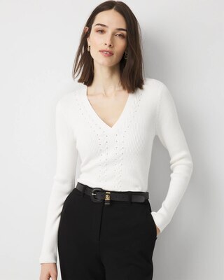 Rib Knit Pullover Sweater | White House Black Market